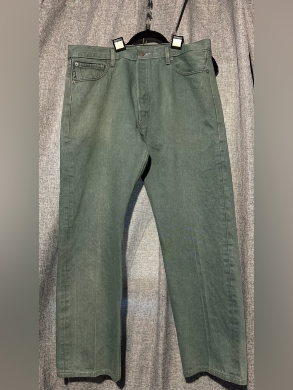Levi's 501 Green Straight Leg Denim Jeans Black Label Red Tag Button Fly - Picture 8 of 9